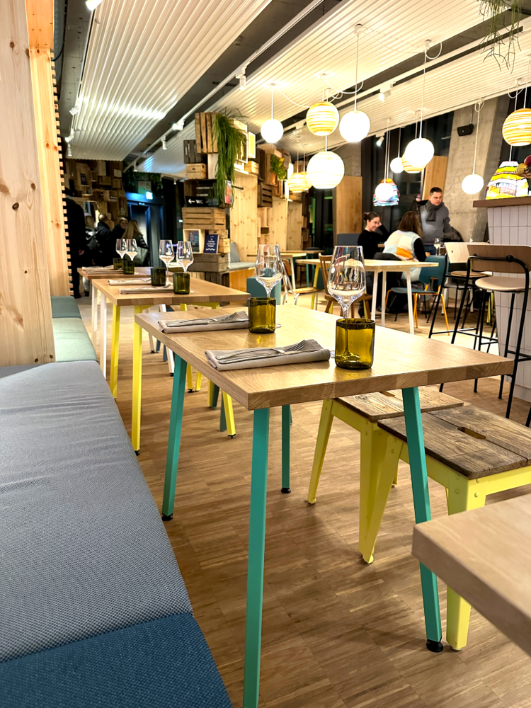 Villa Viva Hamburg 24 Interior of Viva Cantina at Villa Viva Hotel in Hamburg showcasing a trendy and vibrant dining area with colorful decor.
