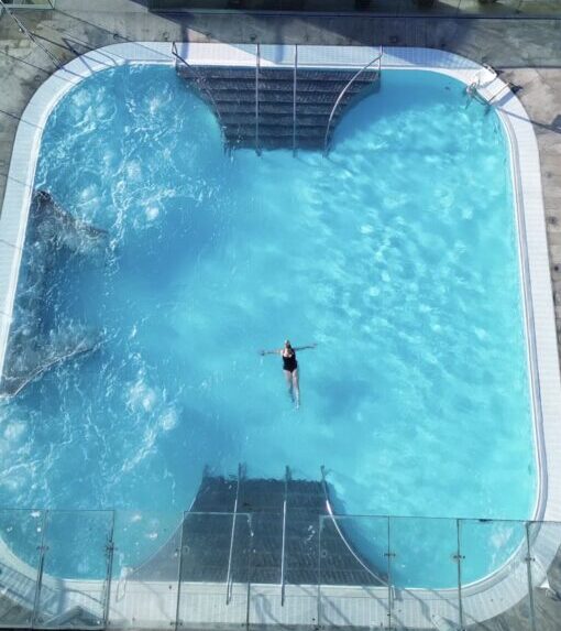 Thermae Bath Spa rooftop pool with views across Bath